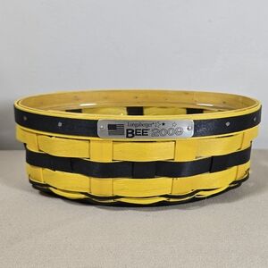 Longaberger Yellow and Black Striped Basket